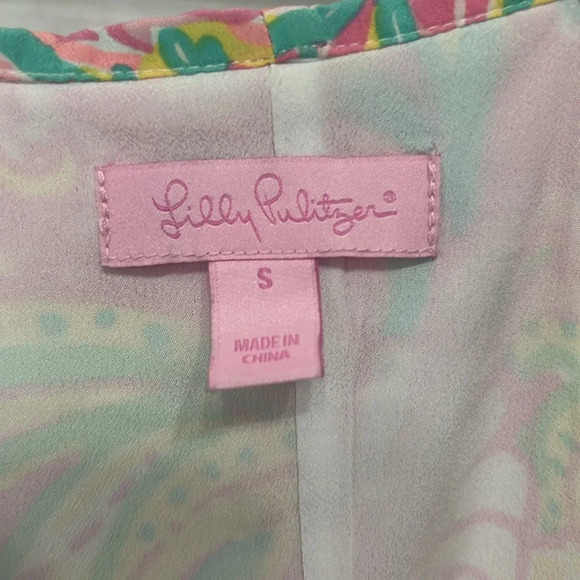 Lilly Pulitzer Hotty Pink Double Trouble Dusk Silk Dress Size S - Picture 7 of 8